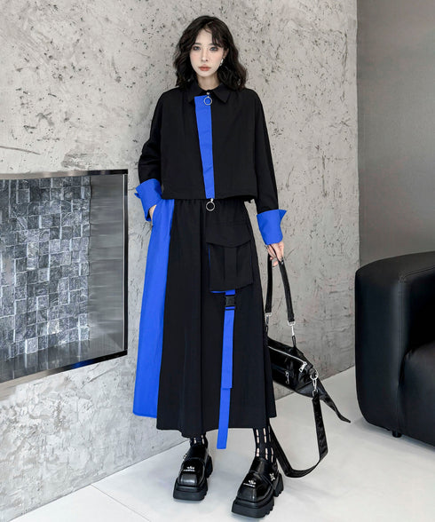Bicolor Zip Top &  Skirt Co-ord
